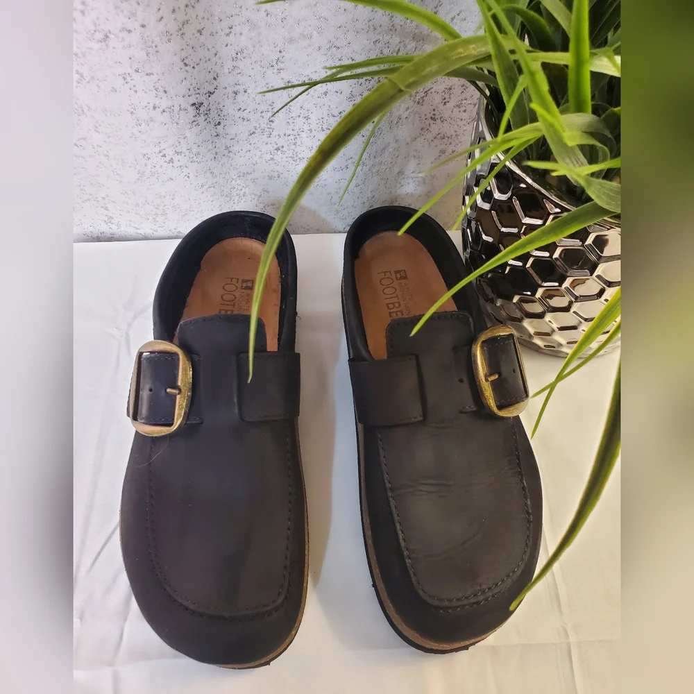 White Mountain Bueno Mule Blackless Black Suede Leather Cork Platform Sz 7-8.5 - Picture 4 of 16
